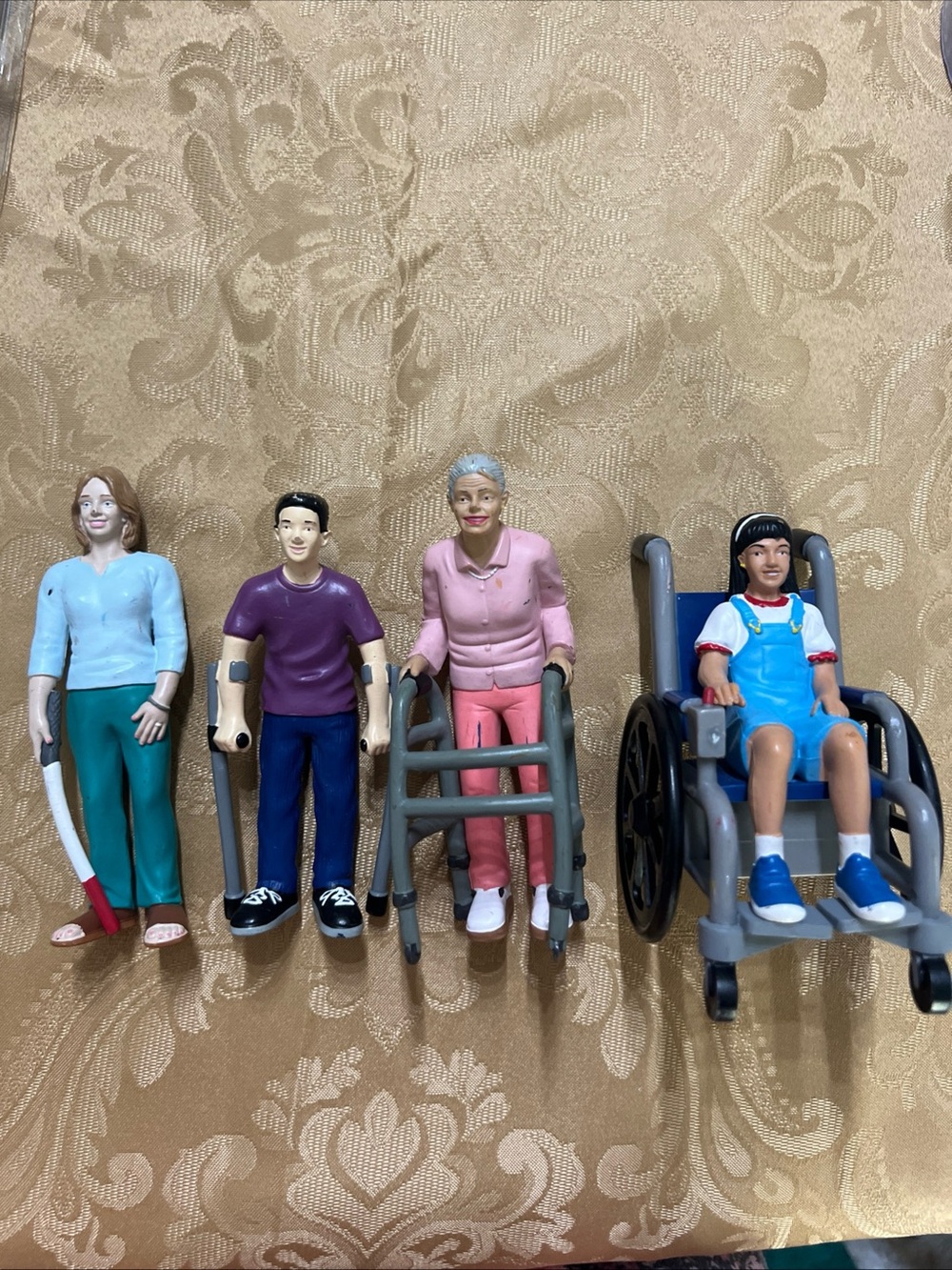 4 Lakeshore Block Learning Dollhouse Figures Disabled Handicap Wheelchair Walker